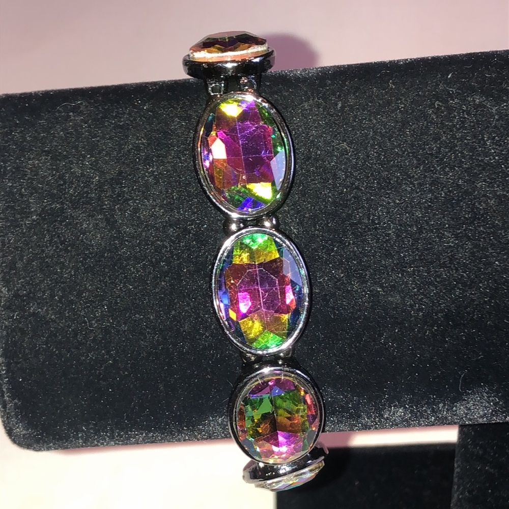 Iridescent Multicolor Crystal Boho Stretch Bracelet